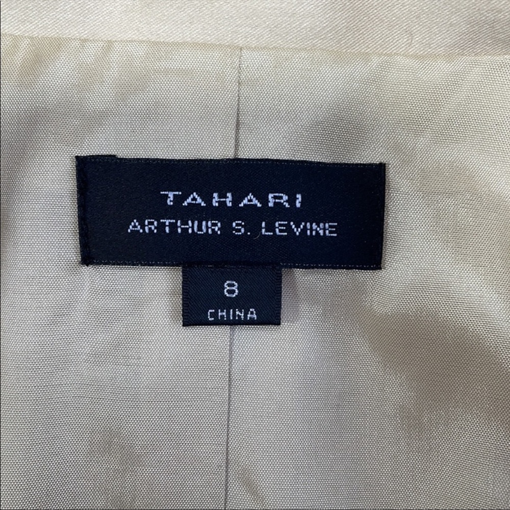 Tahari NWT Arthur S. Levine Dress Knee Length Khaki Tan Cap Sleeves Size 8 - Picture 6 of 15